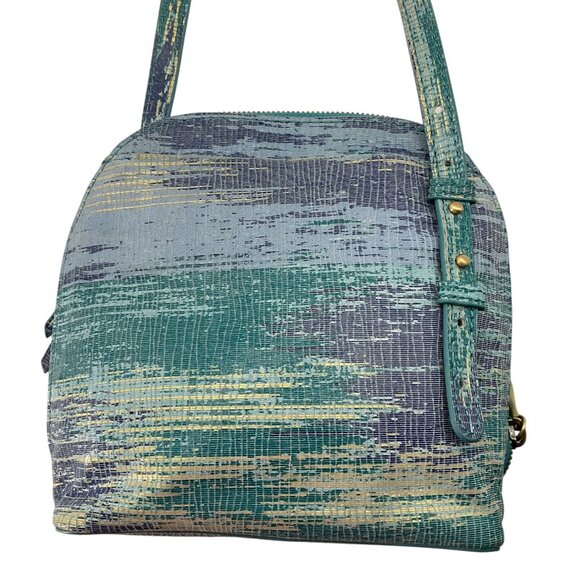 HOBO Crossbody Bag Nash Cracked Glass Leather Moody Blues Teal Boho Coastal - Picture 4 of 15